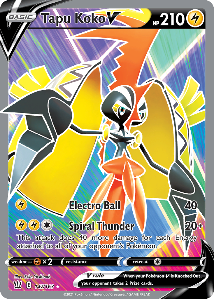 Tapu Koko V 147/163 Ultra Rare Battle Styles NM/M