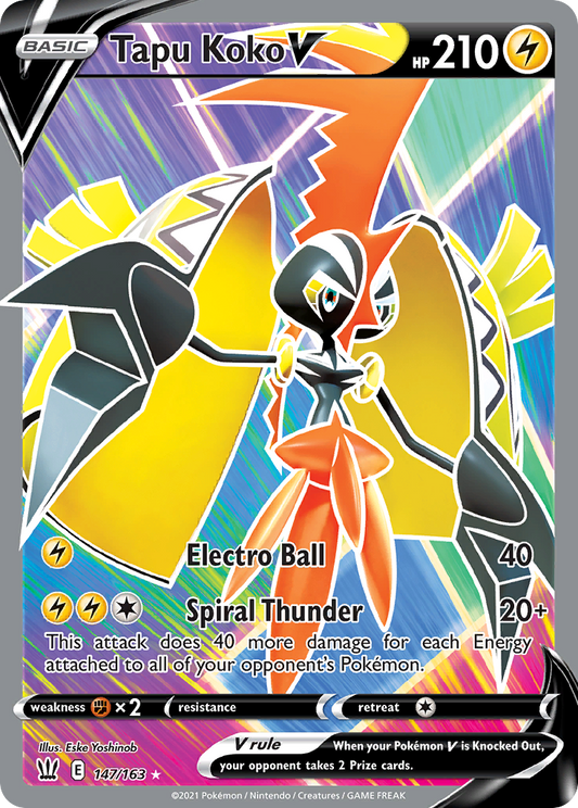 Tapu Koko V 147/163 Ultra Rare Battle Styles NM/M