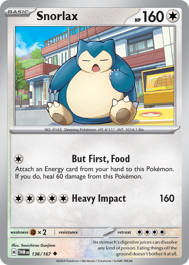 Snorlax 136/167 Uncommon Reverse Holo Twilight Masquerade NM/M