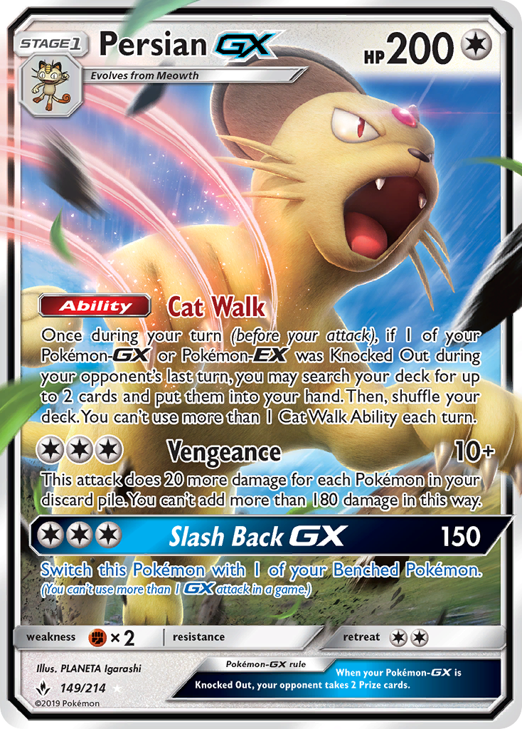 Persian GX 149/214 GX Rare Unbroken Bonds Holo NM/M