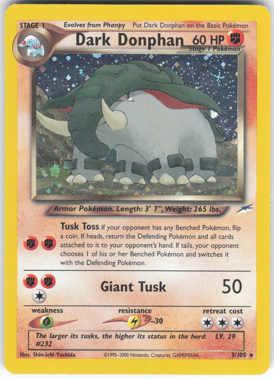 Dark Donphan 3/105 Rare Neo Destiny Unlimited Holo MP