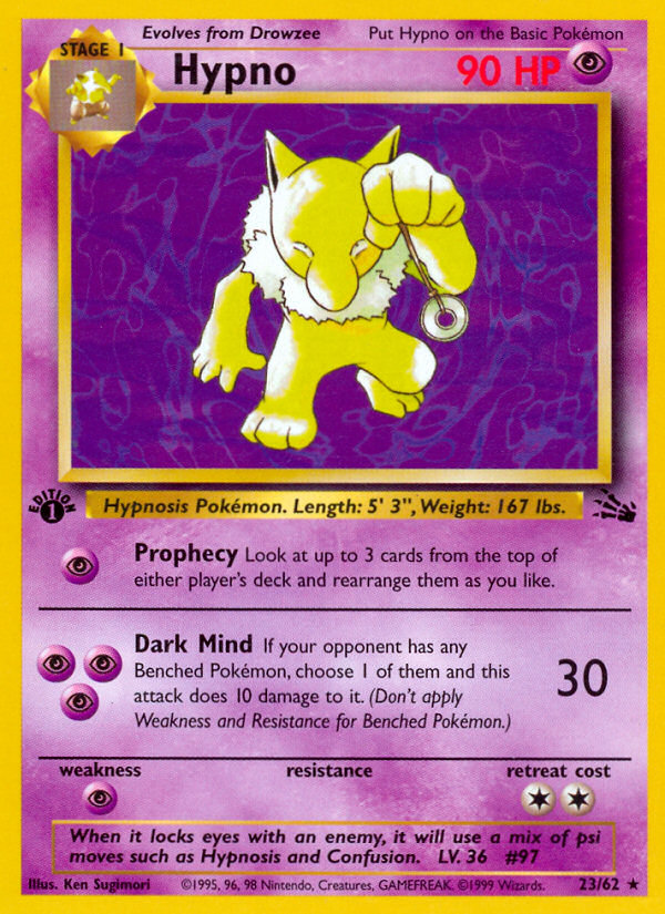 Hypno 23/62 Rare Fossil Unlimited NM/M