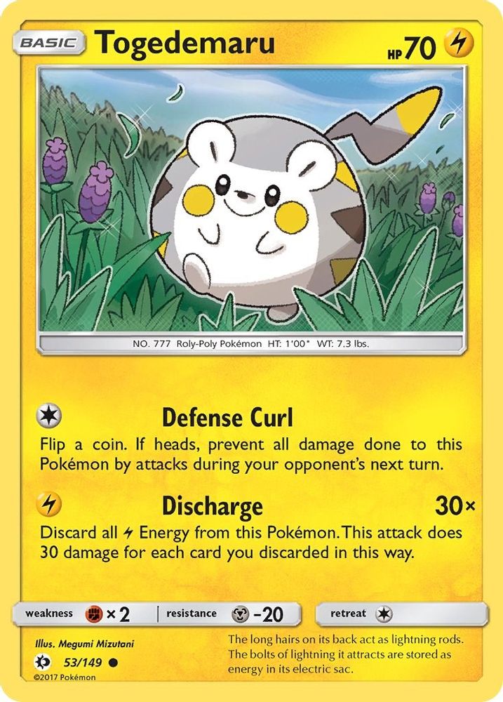 Togedemaru 53/149 Common SM Base Set NM/LP