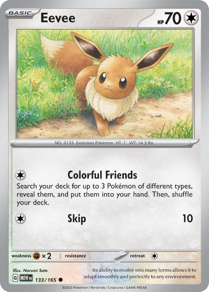 Eevee 133/165 Common Reverse Holo 151 NM/M