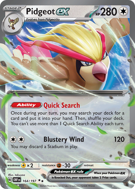 Pidgeot ex 164/197 Double Rare Obsidian Flames NM/M