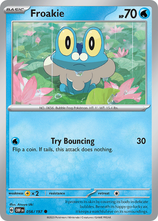 Froakie 056/197 Common Reverse Holo Obsidian Flames NM/LP
