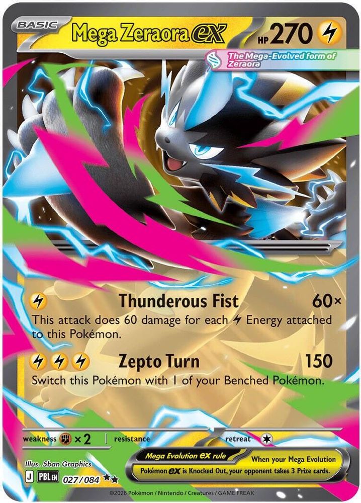 Mega Zeraora ex 027/084 Double Rare Holo Pitch Black NM/M