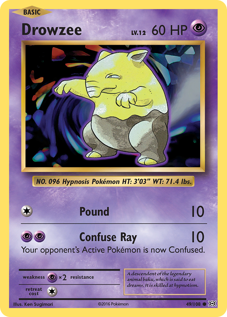 Drowzee 49/108 Common Reverse Holo Evolutions NM/LP