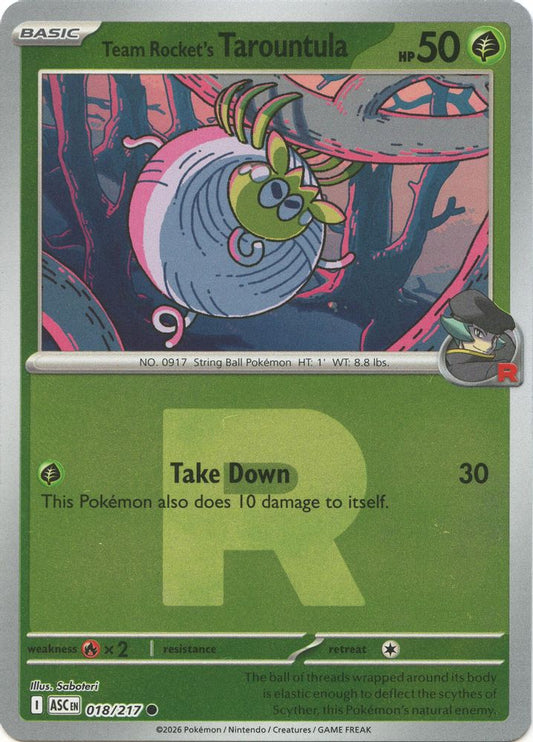 Team Rocket's Tarountula (Team Rocket) 018/217 Reverse Holo Ascended Heroes NM/M