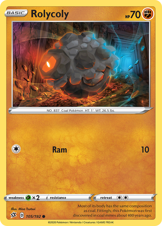 Rolycoly 105/192 Common Reverse Holo Rebel Clash NM/LP