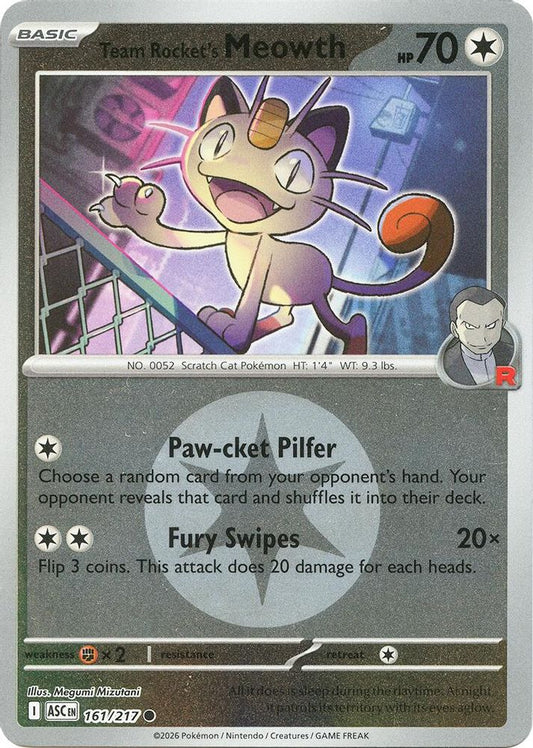 Team Rocket's Meowth (Energy Symbol Pattern) 161/217 Reverse Holo Ascended Heroes NM/M