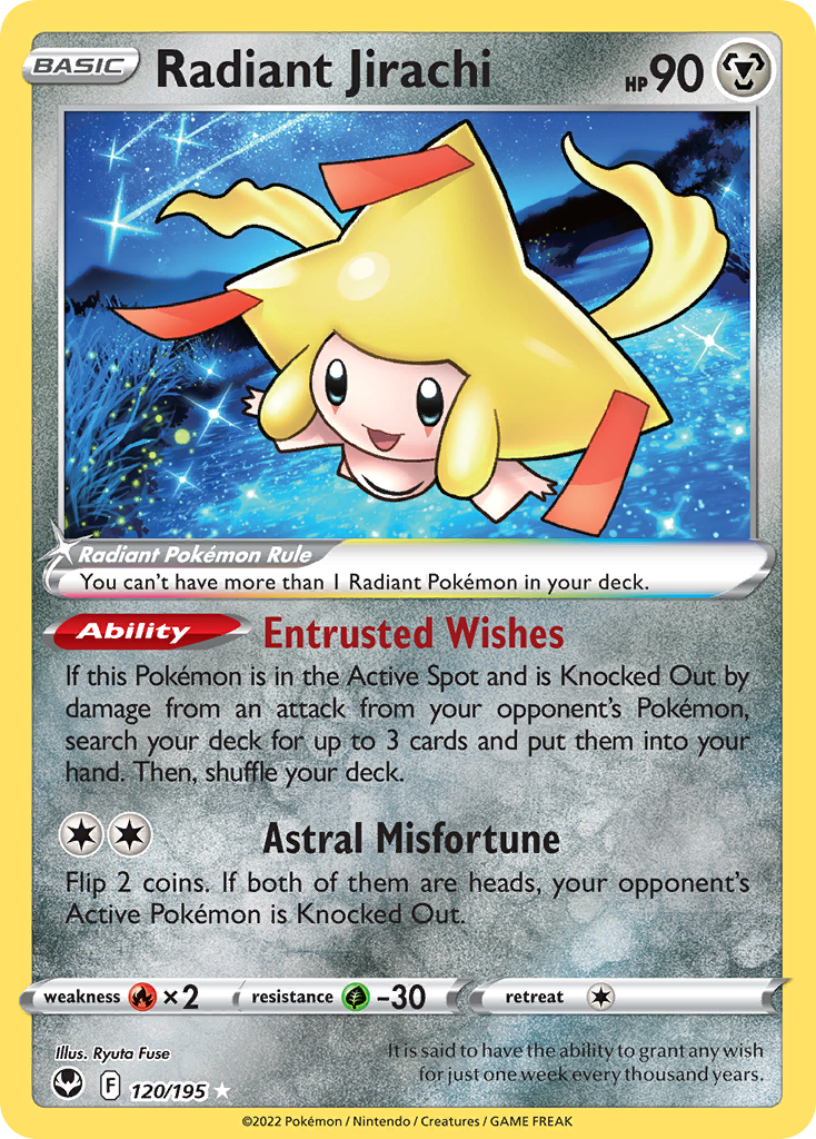 Radiant Jirachi 120/195 Radiant Silver Tempest NM/LP