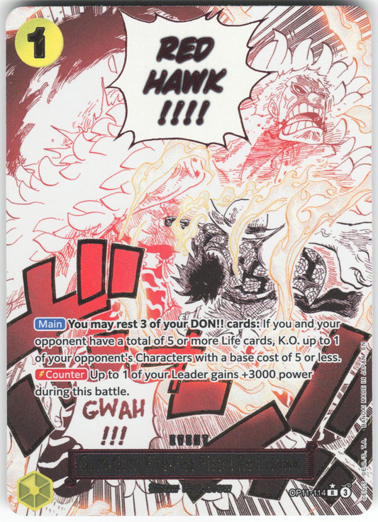 Gum-Gum Fire-Fist Pistol Red Hawk (Alternate Art) R A Fist of Divine Speed OP11-114 NM