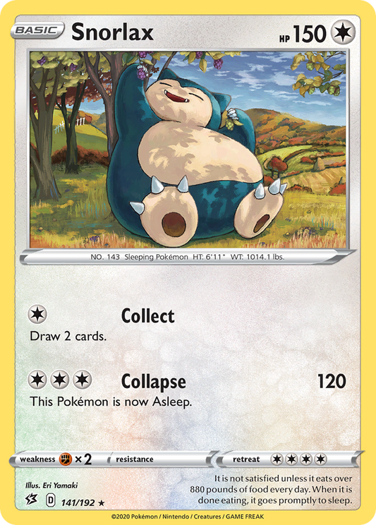 Snorlax 141/192 Rare Reverse Holo Rebel Clash NM/LP