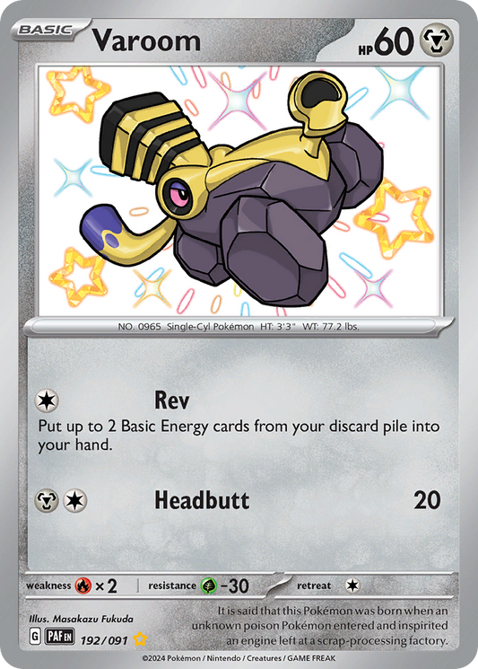 Varoom 192/091 Shiny Rare Paldean Fates NM/M