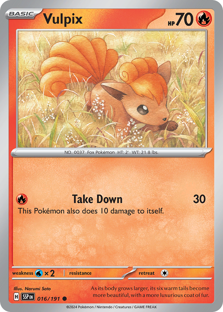 Vulpix 016/191 Common Reverse Holo Surging Sparks NM/M
