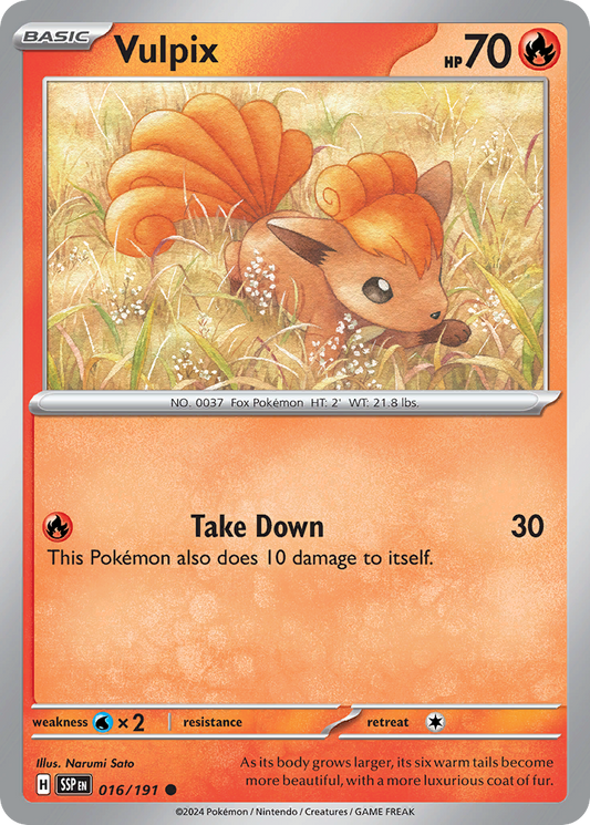 Vulpix 016/191 Common Reverse Holo Surging Sparks NM/M