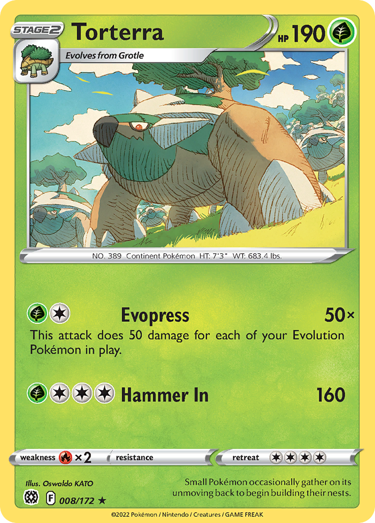 Torterra 008/172 Rare Brilliant Stars Holo NM/LP