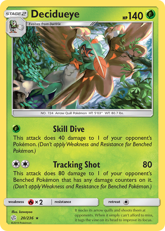 Decidueye 20/236 Rare Cosmic Eclipse Holo NM/LP