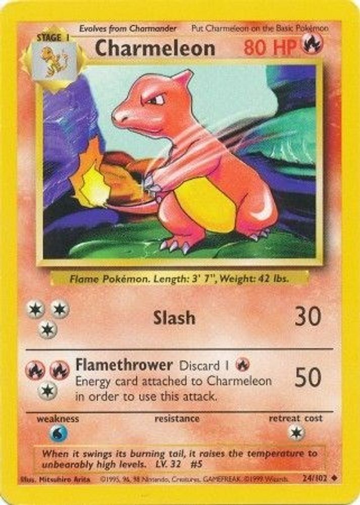 Charmeleon 24/102 Uncommon Base Set Unlimited NM/M