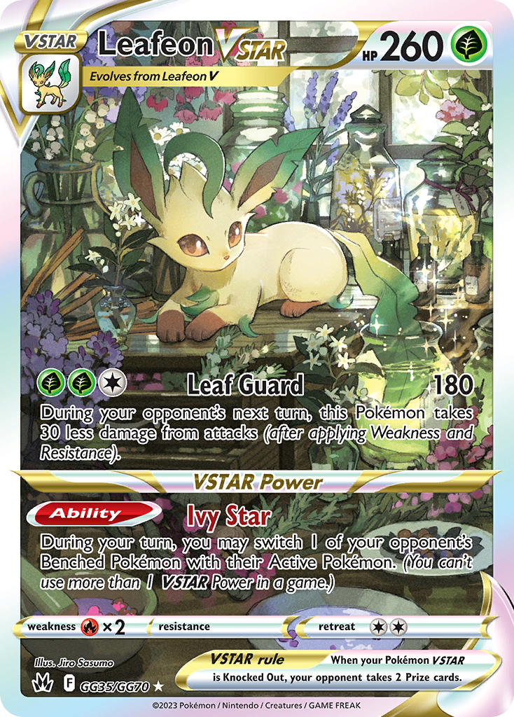Leafeon VSTAR GG35/GG70 VSTAR Rare Crown Zenith Galarian Gallery Holo NM/M
