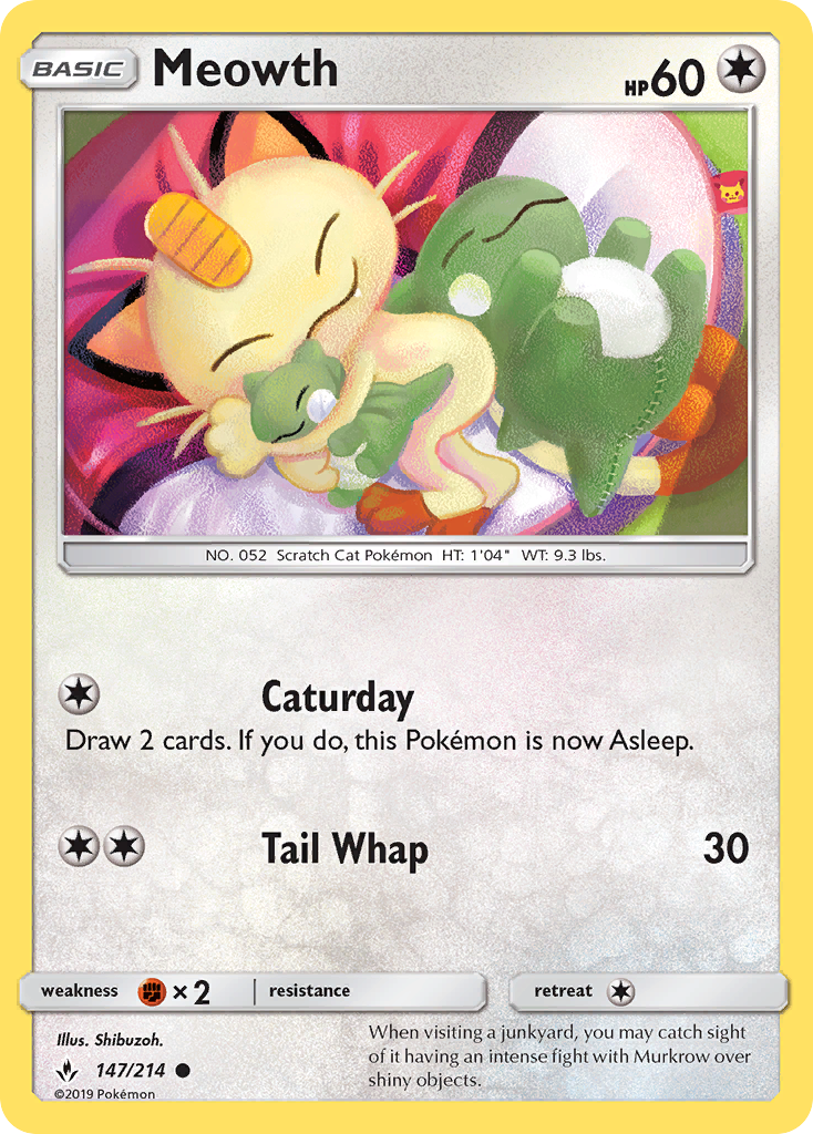 Meowth 147/214 Common Unbroken Bonds NM/M