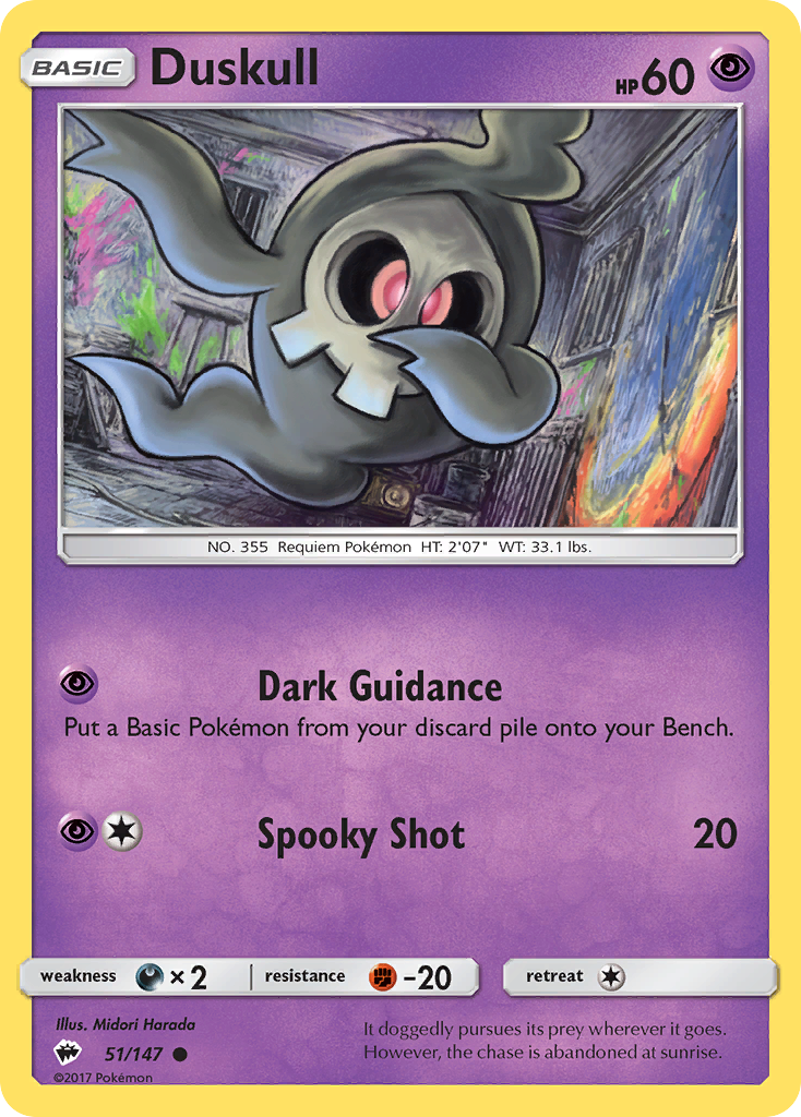 Duskull 51/147 Common Reverse Holo Burning Shadows NM/LP