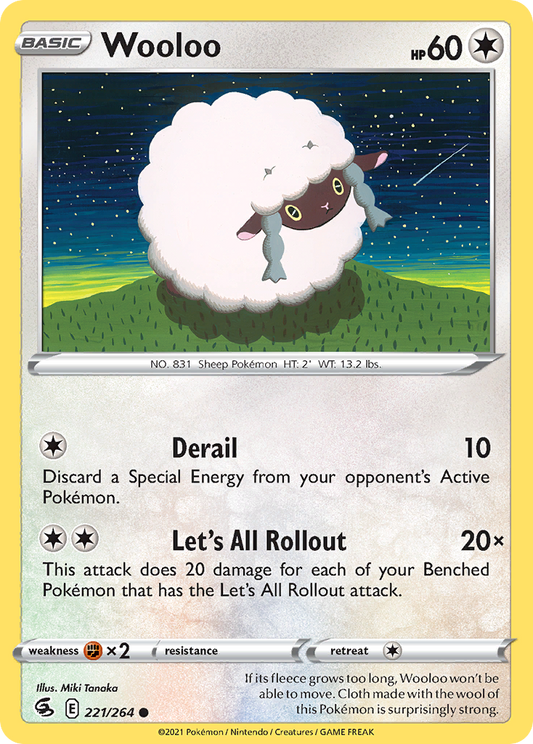 Wooloo 221/264 Common Reverse Holo Fusion Strike NM/LP