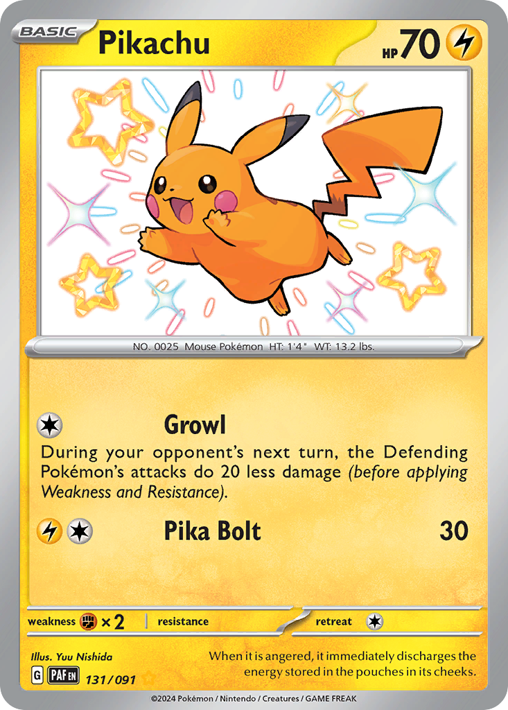 Pikachu 131/091 Shiny Rare Paldean Fates NM/M