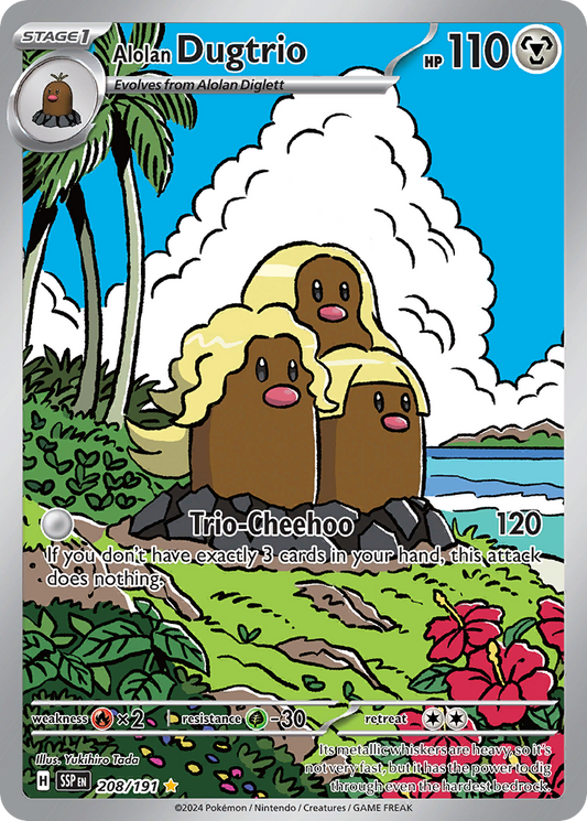 Alolan Dugtrio 208/191 Illustration Rare Surging Sparks NM/M