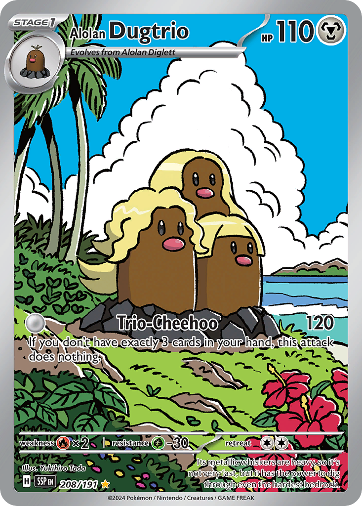 Alolan Dugtrio 208/191 Illustration Rare Surging Sparks NM/M