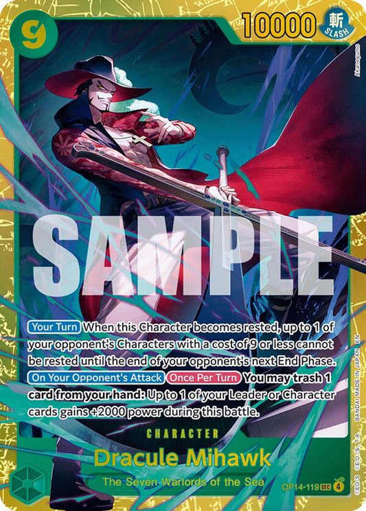 Dracule Mihawk OP14-119 Secret Rare The Azure Sea's Seven NM/M