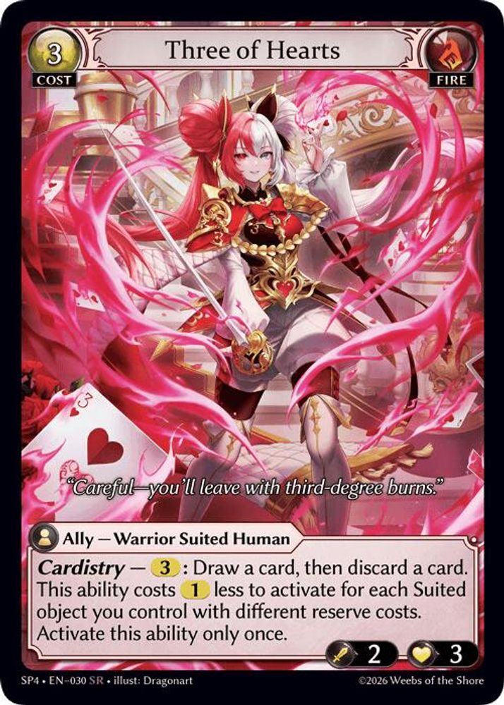 Three of Hearts 030 Super Rare Supporter Pack 4 NM/M
