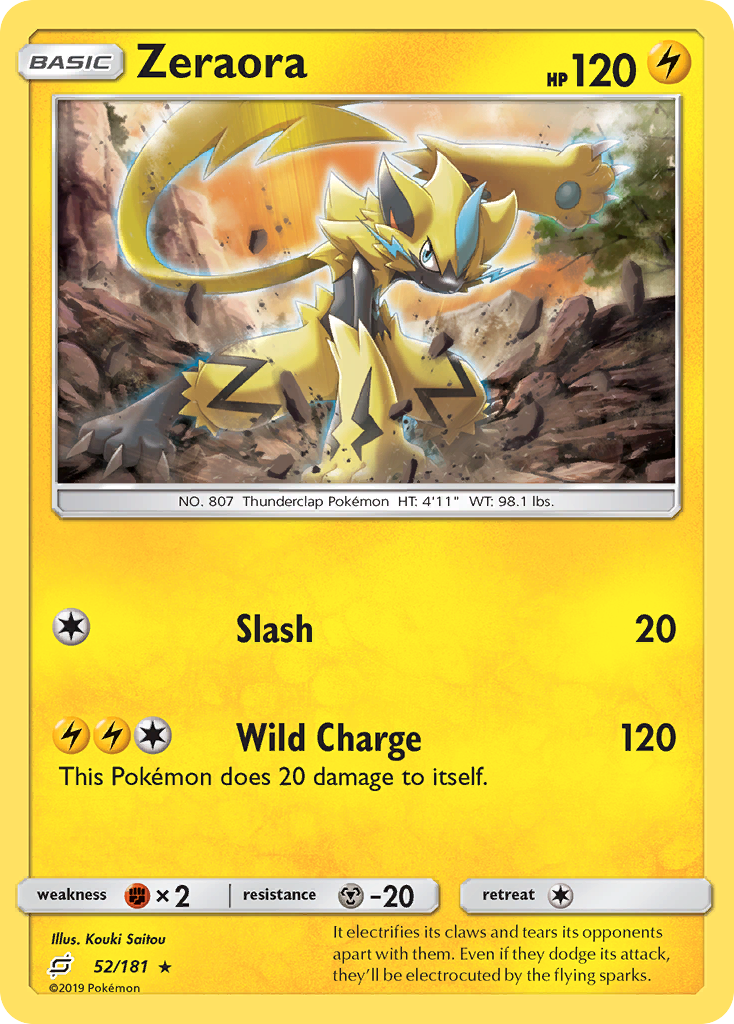 Zeraora 52/181 Rare Reverse Holo Team Up NM/LP