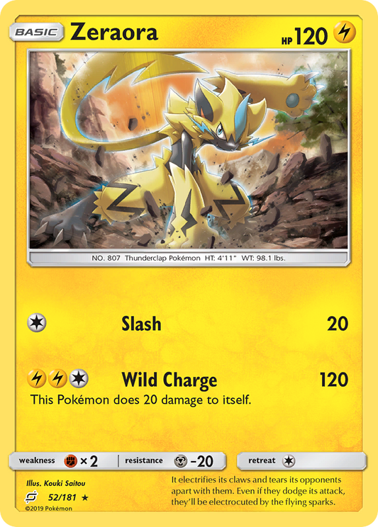 Zeraora 52/181 Rare Reverse Holo Team Up NM/LP