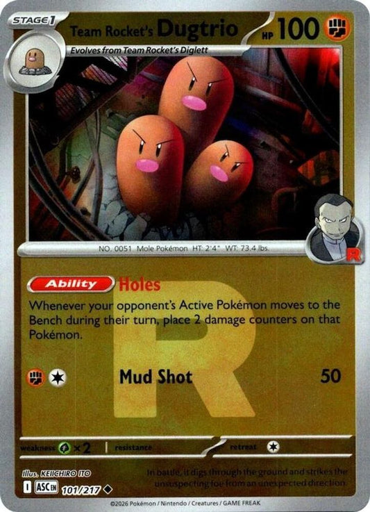 Team Rocket's Dugtrio (Team Rocket) 101/217 Reverse Holo Ascended Heroes NM/M