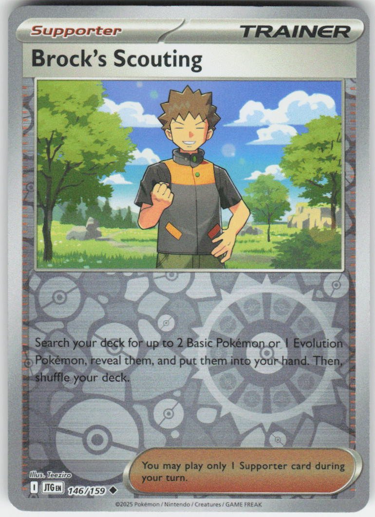 Brock's Scouting - Uncommon SV09: Journey Together 146/159 NM Rev Holo (Back)