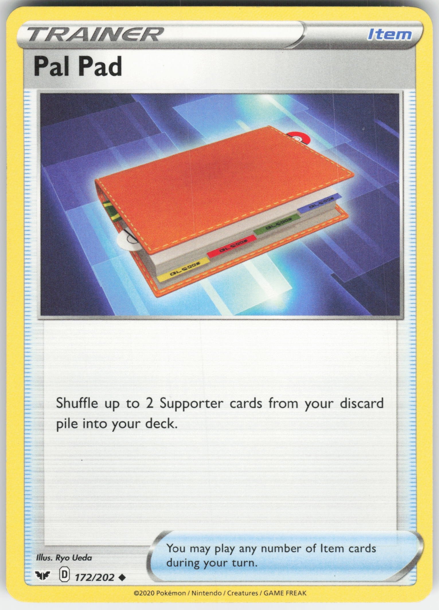 Pal Pad Uncommon SWSH01: Sword & Shield Base Set 172/202 NM