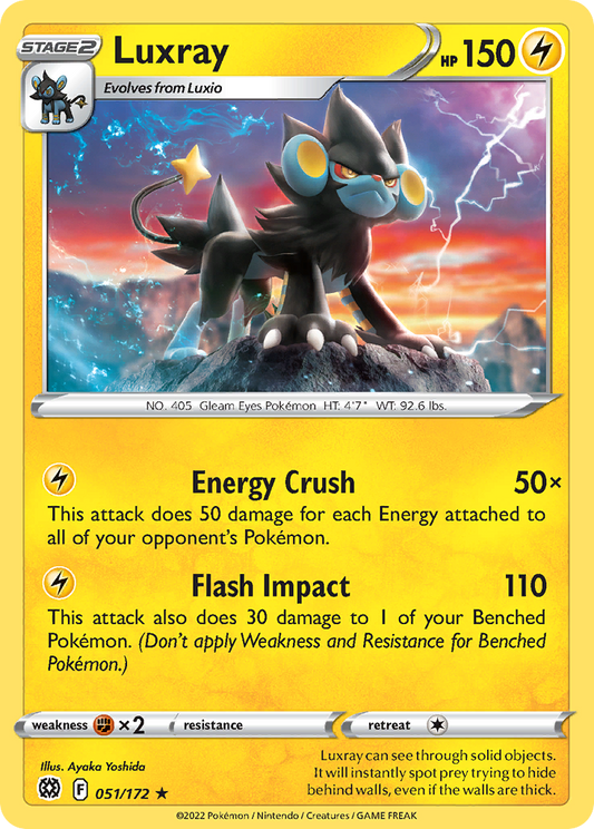 Luxray 051/172 Rare Reverse Holo Brilliant Stars NM/LP