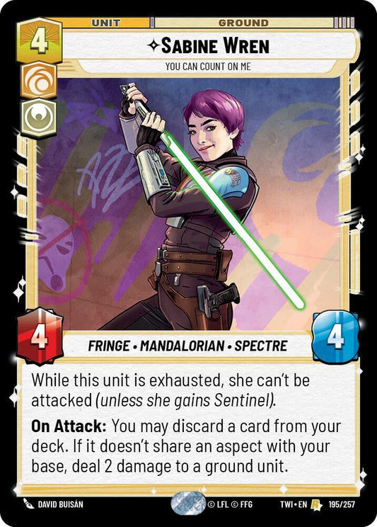 Sabine Wren - You Can Count On Me 195/257 Foil Twilight of the Republic NM/M