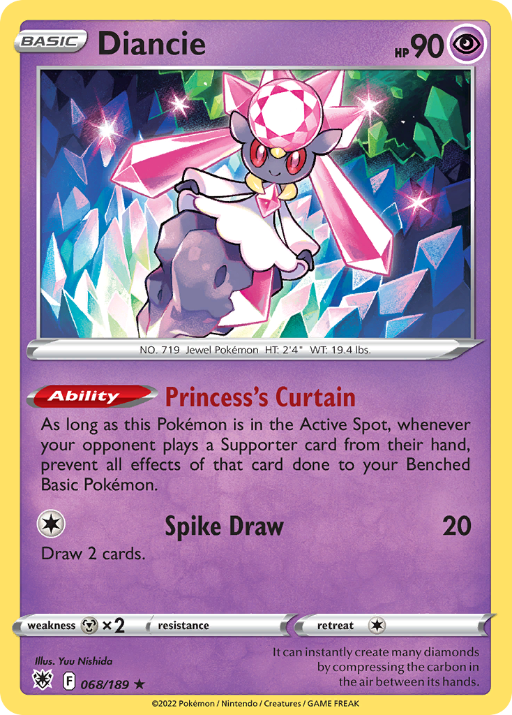 Diancie 068/189 Rare Reverse Holo Astral Radiance NM/LP