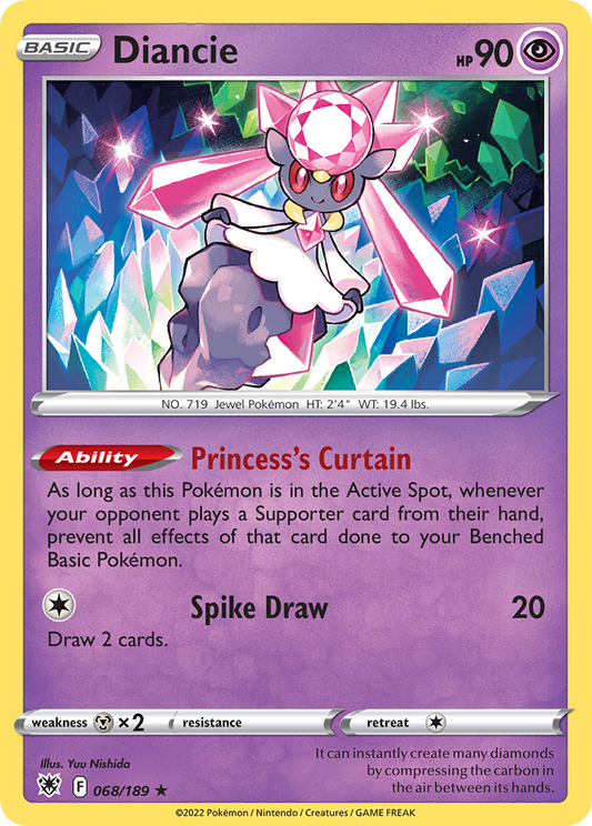 Diancie 068/189 Rare Reverse Holo Astral Radiance NM/LP