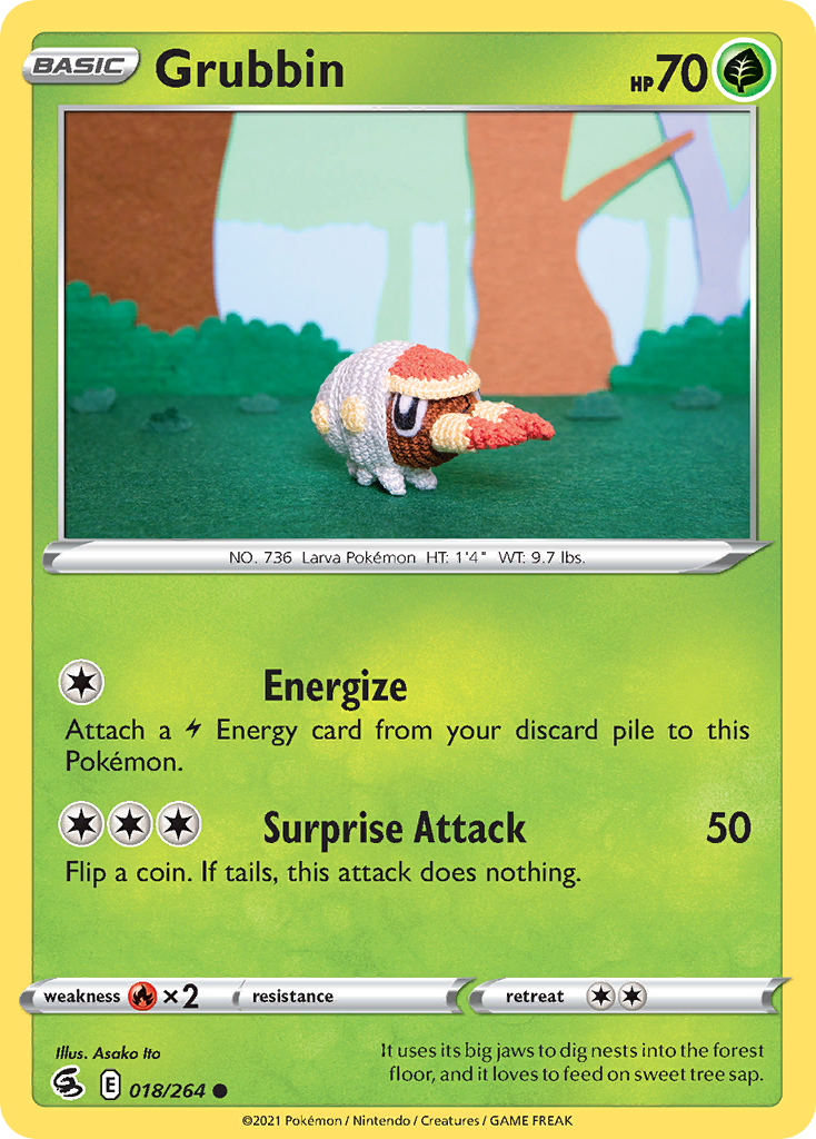 Grubbin 018/264 Common Reverse Holo Fusion Strike NM/LP