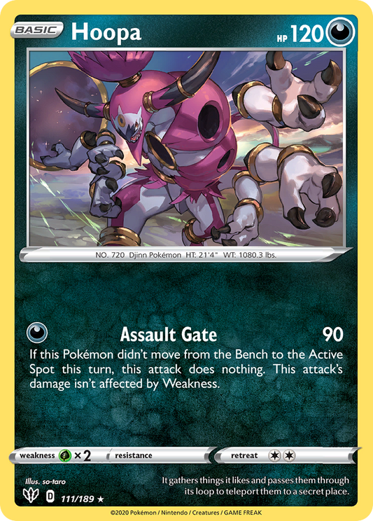 Hoopa 111/189 Rare Reverse Holo Darkness Ablaze NM/LP