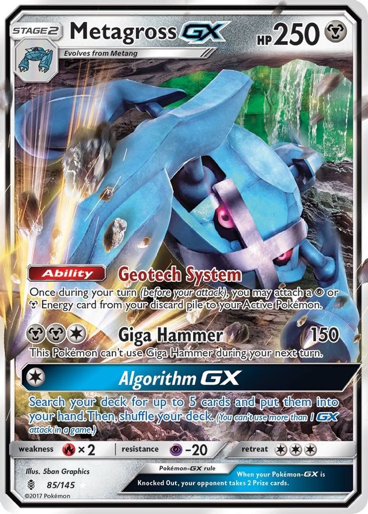 Metagross GX 85/145 Ultra Rare Guardians Rising Holo NM/M