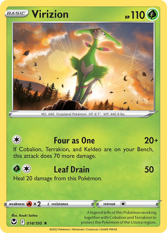 Virizion 014/195 Rare Reverse Holo Silver Tempest NM/LP