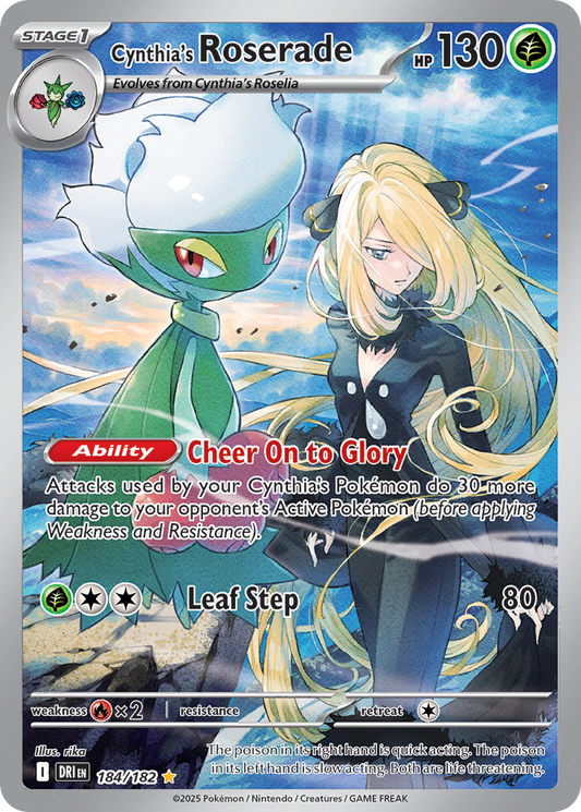 Cynthia's Roserade 184/182 Illustration Rare Holo Destined Rivals NM/M