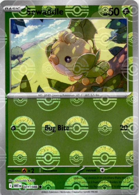 Sewaddle (Poke Ball Pattern) 001/086 Common White Flare NM/M