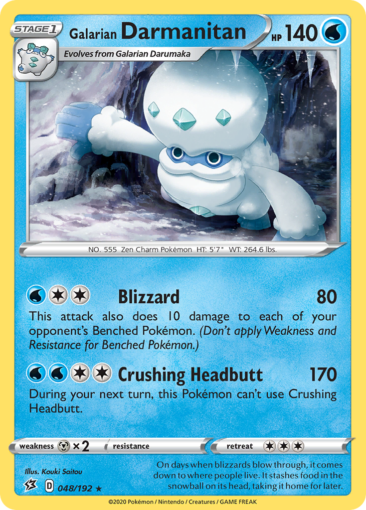 Galarian Darmanitan 048/192 Rare Reverse Holo Rebel Clash NM/LP