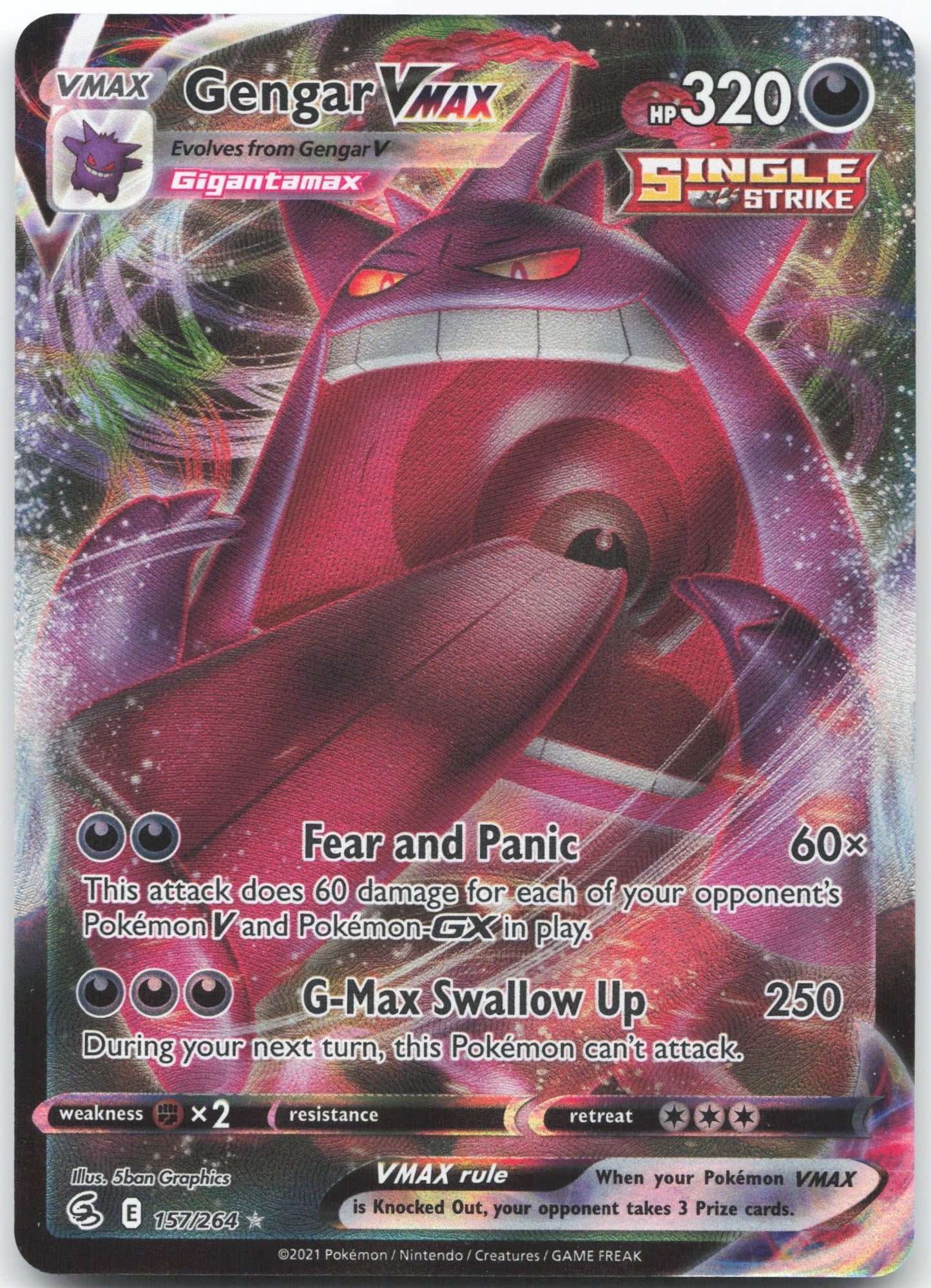 Gengar VMAX Ultra Rare SWSH08: Fusion Strike 157/264 NM